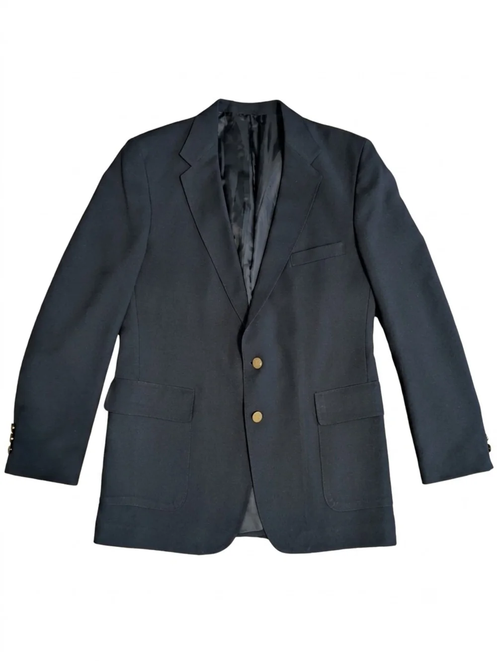 VTG Levis Action Suit Blazer Mens Navy Blue Sta-Prest 70s Sport Coat Gold Button